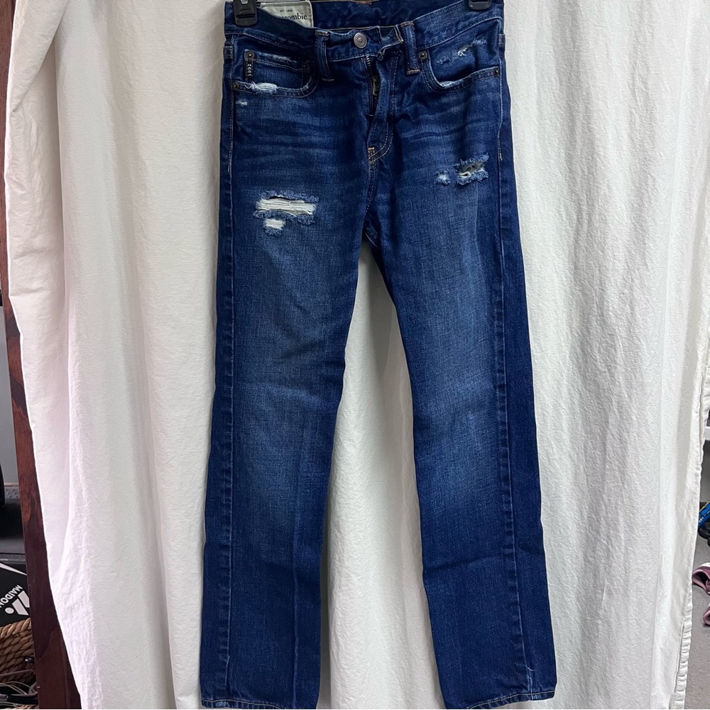 Abercrombie Kids Youth Boys Size 14 Slim  Straight Fit Dark Blue Denim Jeans